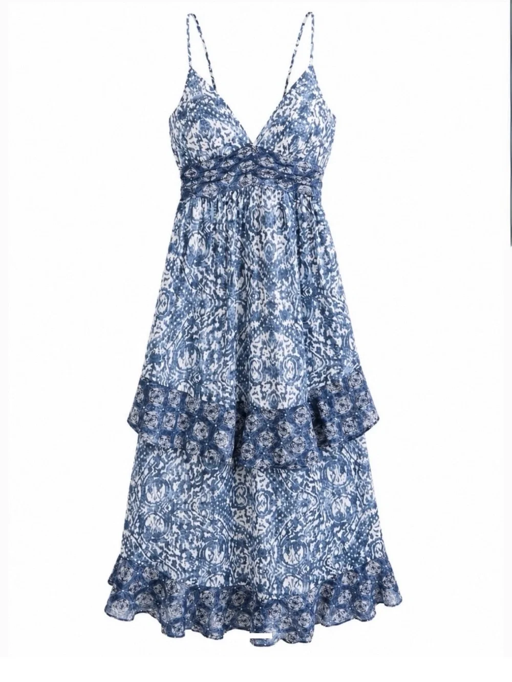 Abercrombie & Fitch Blue Paisley Bra-Free Tie Back Spaghetti Strap Maxi Dress XL